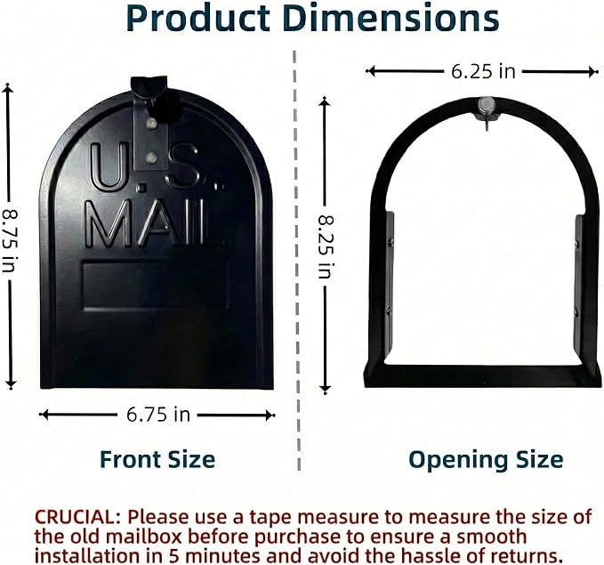 Mailbox Door Repair Kit 6 1/4 Inch, Heavy Duty Galvanized Steel Mailbox Door - Image 3
