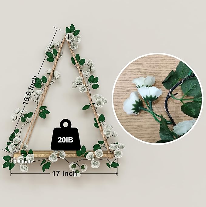 RICHER HOUSE Hanging Floating Shelves No Drill, Macrame Plant Wall Shelf | 2 - Image 3