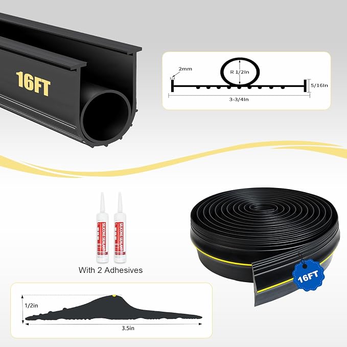DGSL Garage Door Bottom Seal, 5/16 T-End Rubber Weather Stripping, 16 FT | U+O - Image 2