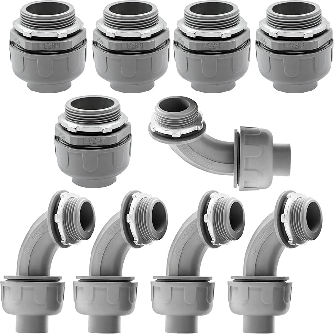 10 Pack 1-1/2 Inch Liquid Tight Connectors by Feotech