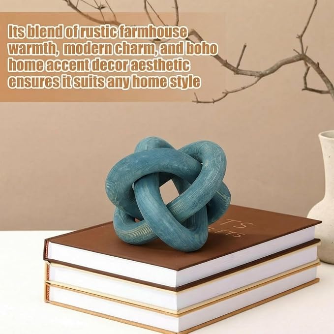 Yalikop 3 Link Wood Knot Decor Rustic Table Shelf Home Decor Accents, Boho - Image 4