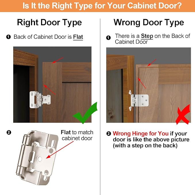 Satin Brushed Nickel Cabinet Hinges, 1/2” Overlay, 4 Pack | - Image 6