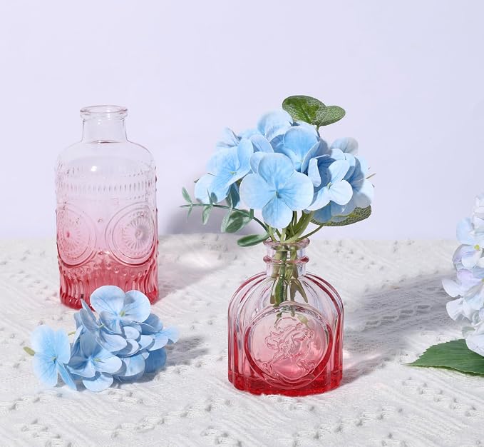5pcs Pink Glass Bud Vase Set, Small Flower Vases - Image 5