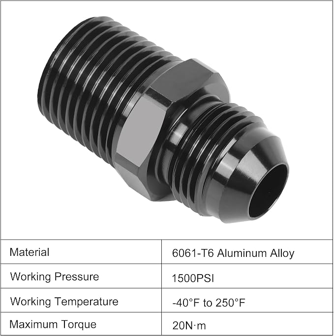 EVIL ENERGY 8AN Male Flare to 1/2" NPT Pipe Fitting Adapter Aluminum Straight - Image 3
