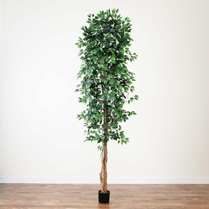 Nearly Natural 10 ft Artificial Ficus Tree Planter Floor Plant | - Image 8