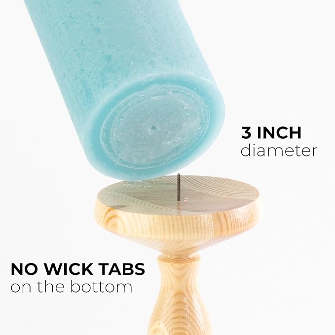 Large Pillar Candles 3x6 Inch – Set of 3 Unscented Dripless Light Turquoise - Image 2