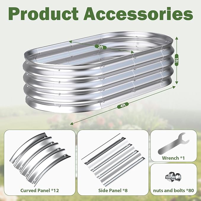 Galvanized Raised Garden Bed Outdoor, Easy Assemble Bottomless Small Oval Plant - Image 5