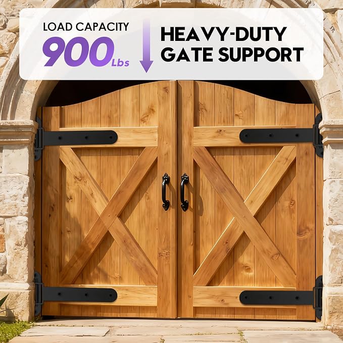 Heavy Duty Gate Hinges 900Lbs, Matte Black | Carbon steel, On - Image 2