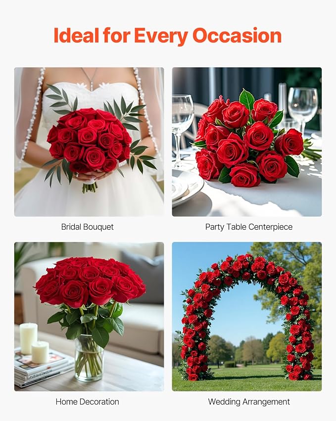 VEVOR Artificial Flowers, Faux Red Bridal Shower - Image 7