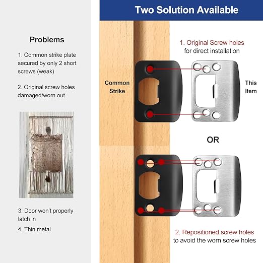 Restorer Door Strike Plate 6 Screw Holes, Standard Size | Original and - Image 3