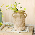Glass Flower Vase with Handle- 8 Inches Rustic Imitation Ceramic Vase by SHMILMH