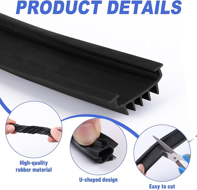 Nuanchu 1 Pc U Shaped Rubber Door Bottom Sweep, 36 Inch, Noise Reducing - Image 3