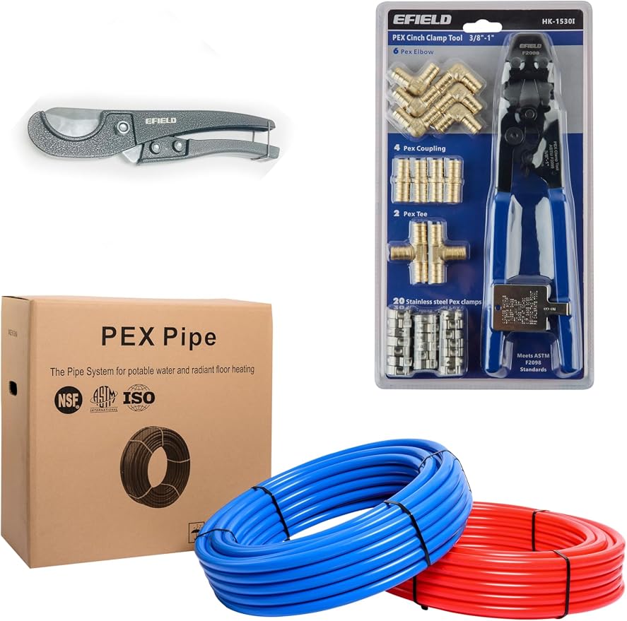 EFIELD 1/2-inch 200 ft Pex-b Tubing PEX Pipe Plumbing Installation Kit | by EFIELDPEXTUBING