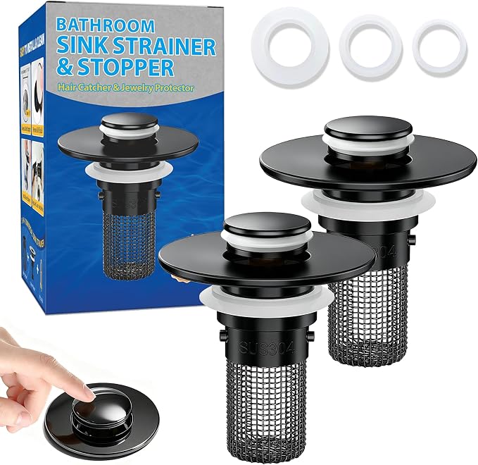Bathroom Sink Drain Strainer, Pop-Up Bathroom Sink Stopper by YourSimplifiedHome