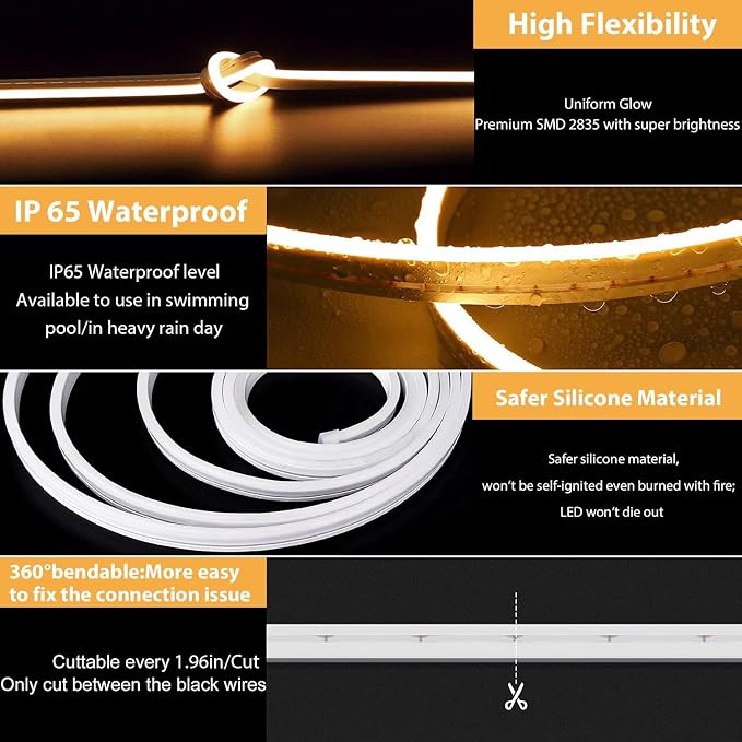 Lamomo LED Strip Lights, Tunable White Neon Rope Lights - Image 6
