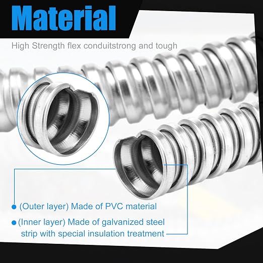 Yaocom 1 Inch Metal Flexible Conduit 50 ft, Galvanized Reduced Wall | Outdoor - Image 4