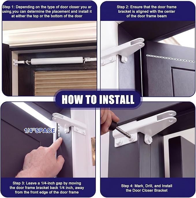 4 Pcs Aluminum Jamb Bracket Aluminum Screen Door Closer Bracket Storm Hardware - Image 4