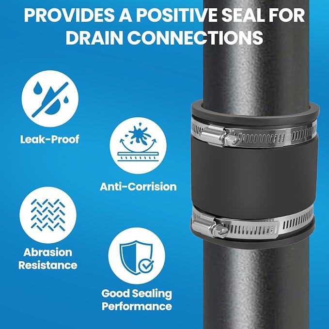 2 Pcs 2-1/2 IN Flexible PVC Pipe Coupling - Image 5
