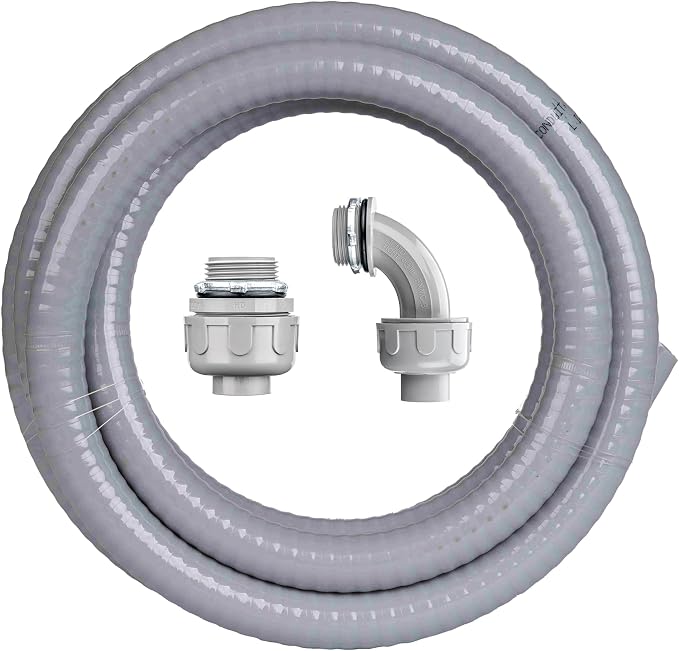 1/2 Inch 10 FT Liquid-Tight Conduit and Connector Kit | Non Metallic Flexible by ProfessionalBrand