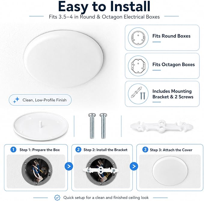 CP3540 Ceiling Cover Plate, Round Electrical Box Cover - Image 3
