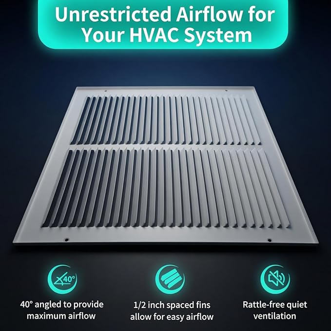 Fits 10"W x 6"H Duct Opening | Steel Return Air Grille, Air Return Vent Cover - Image 3