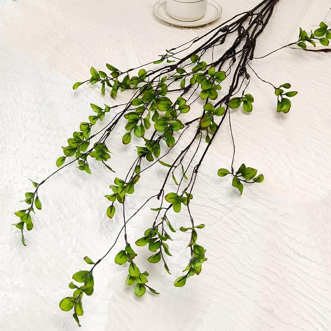 4 Pcs Artificial Ficus Branches Faux Eucalyptus Stems, 47.2 Inch Fake Greenery - Image 2