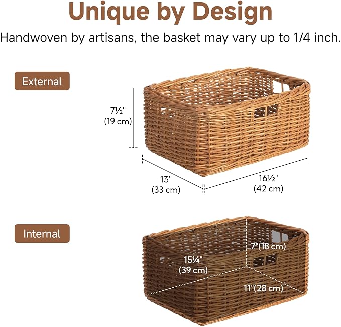 StorageWorks Pantry Baskets, Willow Storage Baskets - Image 2