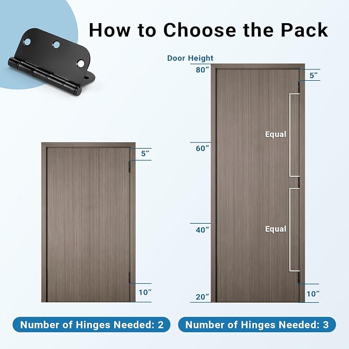 KNOBWELL Matte Black Door Hinges, 3.5" Door Hinges - Image 6
