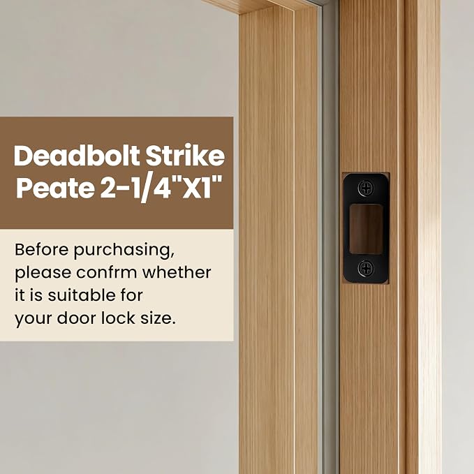 Deadbolt Strike Plate Door Backplate 1" x 2 1/4" Matte Black Round Corner | - Image 2