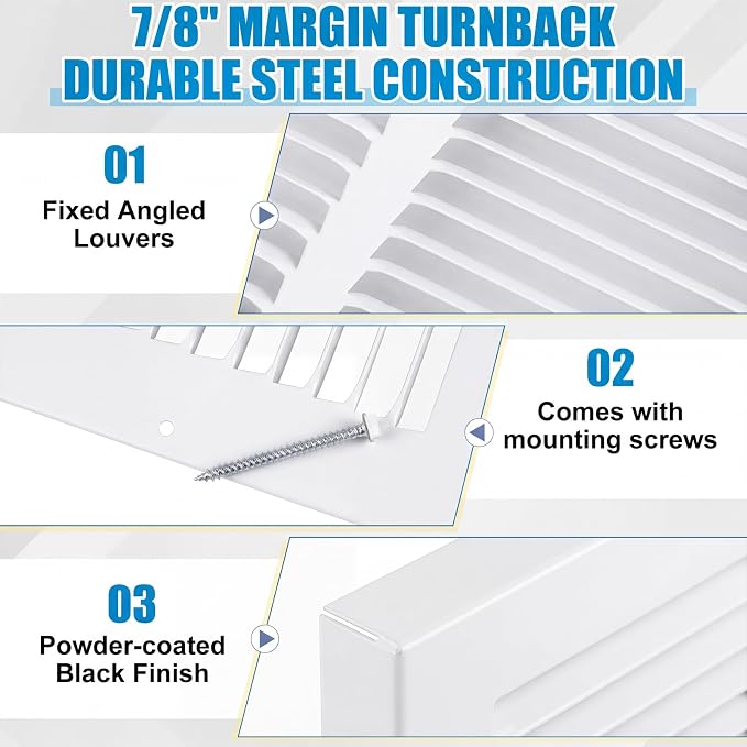 Lewtemi 2 Pack Baseboard Return Air Grille 30" x 6", Steel HVAC Vent Cover - Image 3