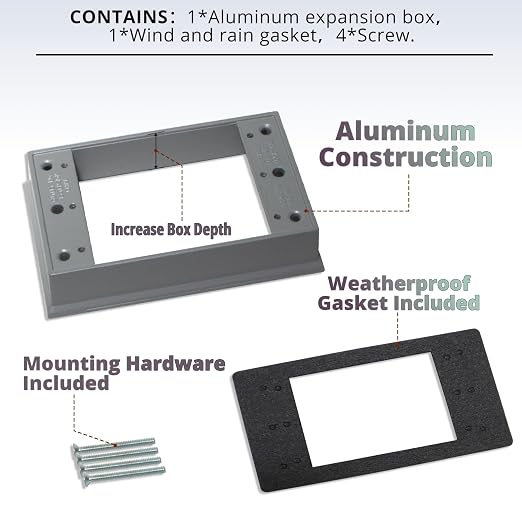 1 Gang Weatherproof Electrical Outlet Box Extension 3 Pack | Features 4.71 in L - Image 2