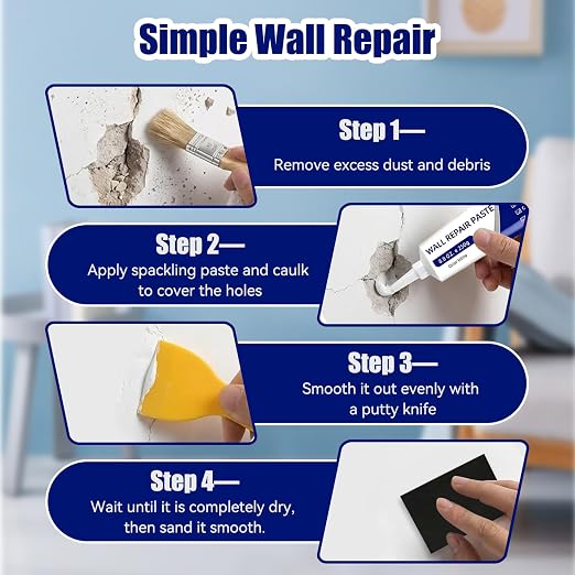 Drywall Repair Kit 2PCS, Wall Repair Paste Tube - Image 3