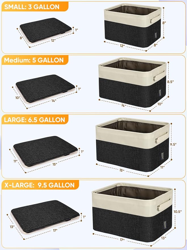 BALEINE Fabric Storage Bins for Shelves, Linen Storage Baskets for Organizing - Image 2