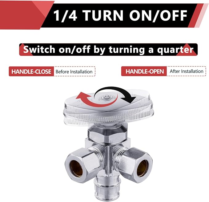 10PC EFIELD PEX-A Expansion Angle Stop Valve, Chrome Plated-VALVE067 - Image 3