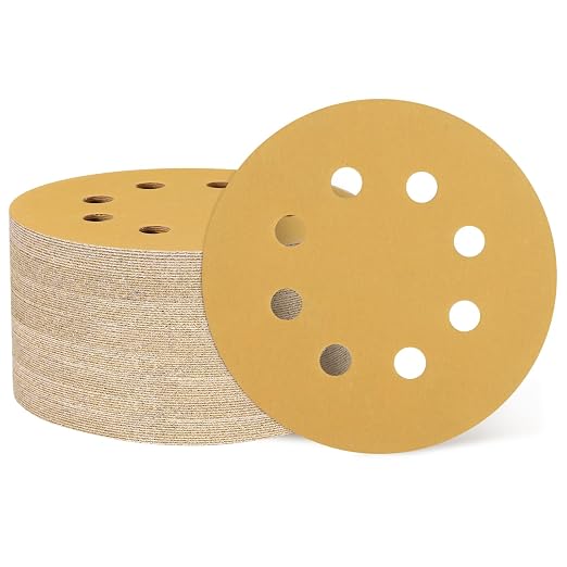 HARFINGTON 150Pcs 5Inch Sanding Discs 600Grit Yellow Aluminum Oxide 8 Hole | by HARFINGTON