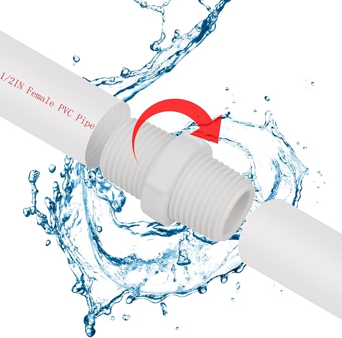 20Pack 1/2 Inch PVC Nipple Coupling Adapter Connector 1/2" PVC NPT Thread Pipe - Image 6