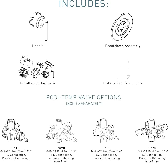 Moen Gibson Chrome Posi-Temp Pressure-Balancing Modern Shower Handle Only Trim - Image 3