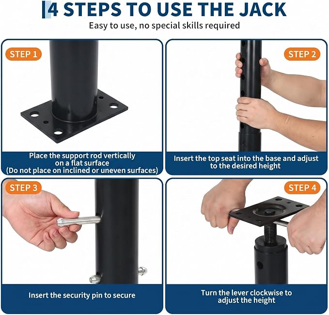 Adjustable Jack Post 56"-100", 18000LBS House Jacks | Heavy duty steel support - Image 3
