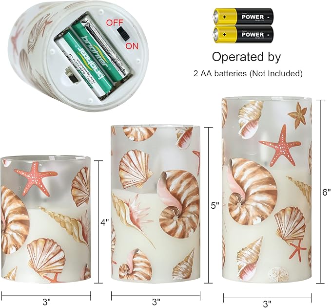 Seashell Glass Flameless Candles Battery Operated Remote and Timer | Flickering - Image 6