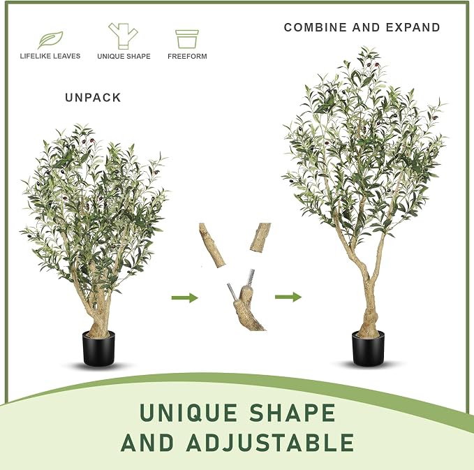 Olive Tree 5ft with Large Olive Branches and Lifelike Fruits | Olive Trees - Image 3