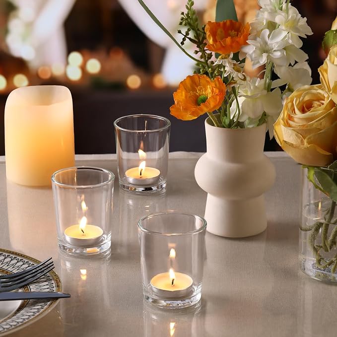 LETINE Clear Glass Tea Light Holders Set of 6 - Image 8
