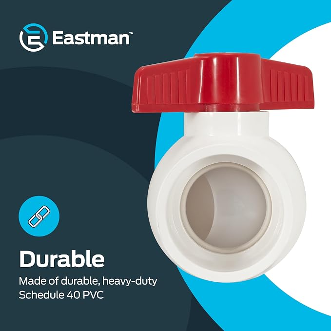 Eastman 2 x 2 Inch Slip Schedule 40 PVC Quarter Turn Ball Valve, 150 PSI - Image 4