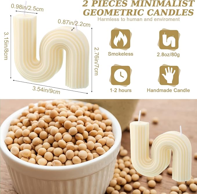 Tondiamo 2 Pcs Aesthetic Candles Twist Shaped Aesthetic Candles Cool S Shape - Image 2