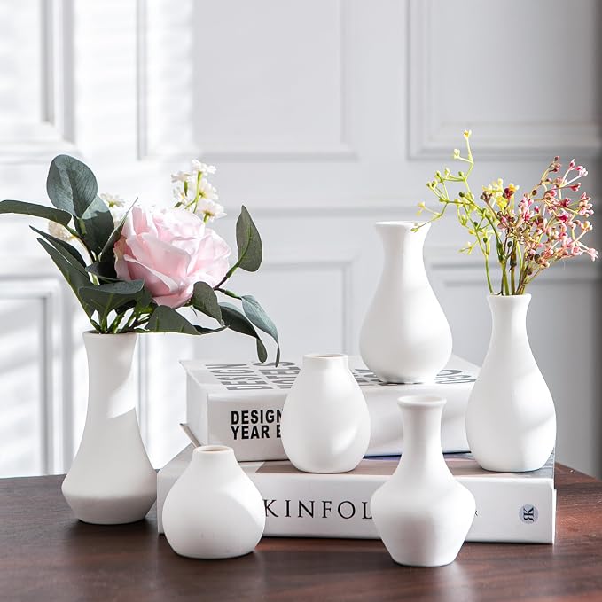 White Ceramic Bud Vase Set of 12 DIY Matte Flower Vases | Modern mini ceramic - Image 4
