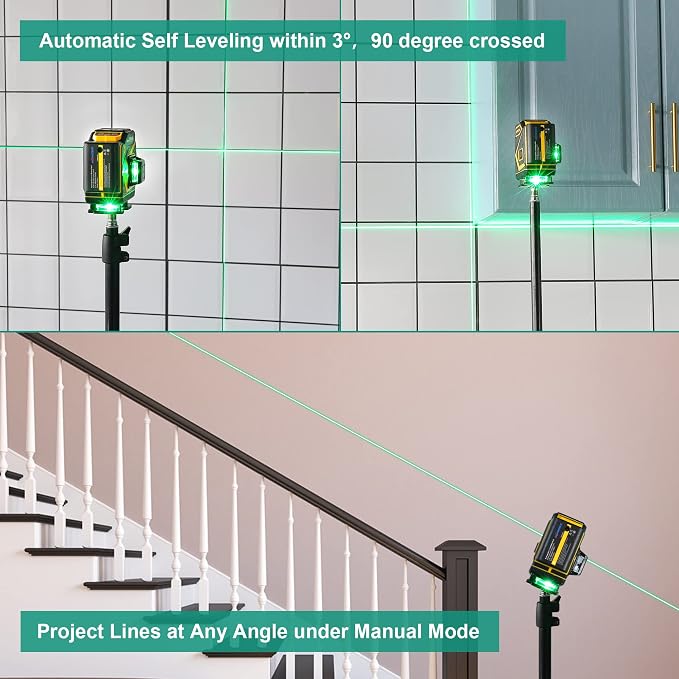 Floor Laser Level Self Leveling, 3x360 Horizontal Vertical Cross Line laser - Image 5
