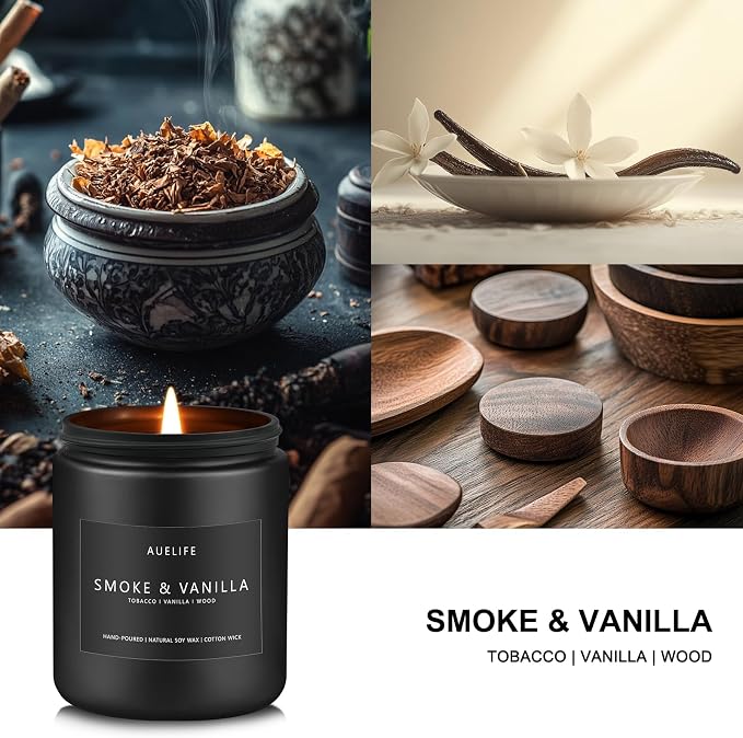 Smoke Vanilla Scented Candle, 7 oz Soy Candle - Image 2