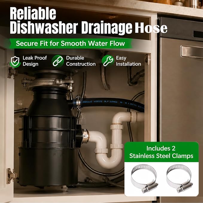 Dishwasher Discharge Hose, 6 FT Rubber Hose - Image 4
