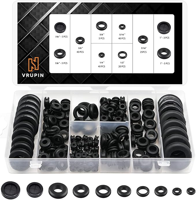 Vrupin 188 Pcs Rubber Grommets Kit by Vrupin