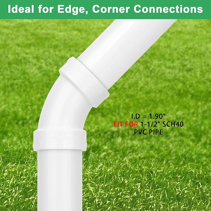 6Pack 1-1/2" PVC DWV Sanitary 45-Degree Elbow Pipe Fitting Connector White - Image 3
