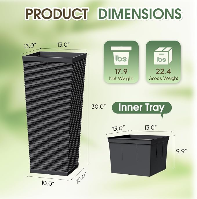 24 Inch Tall Plastic Planters - Image 7